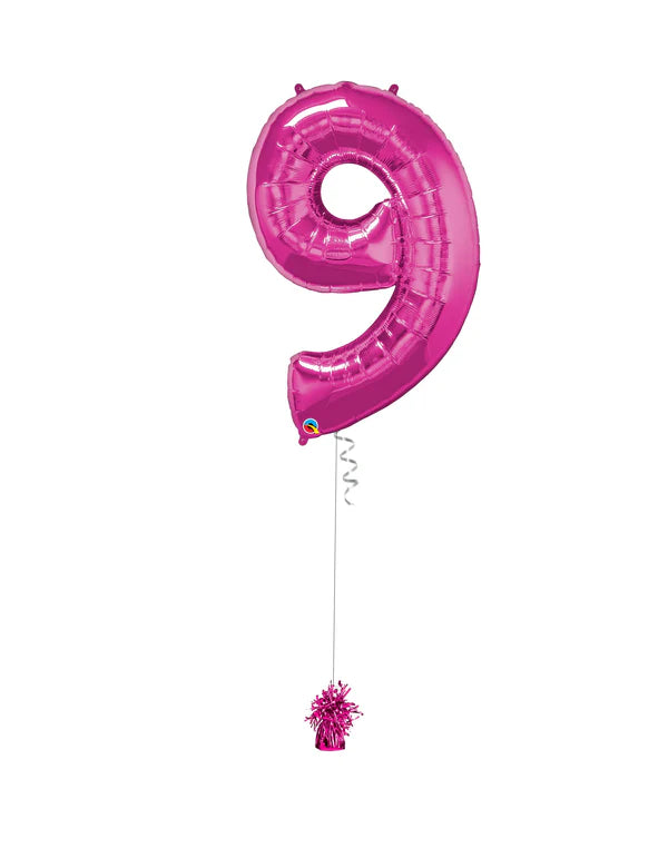 Jumbo Number 9 Foil Balloon On Weight