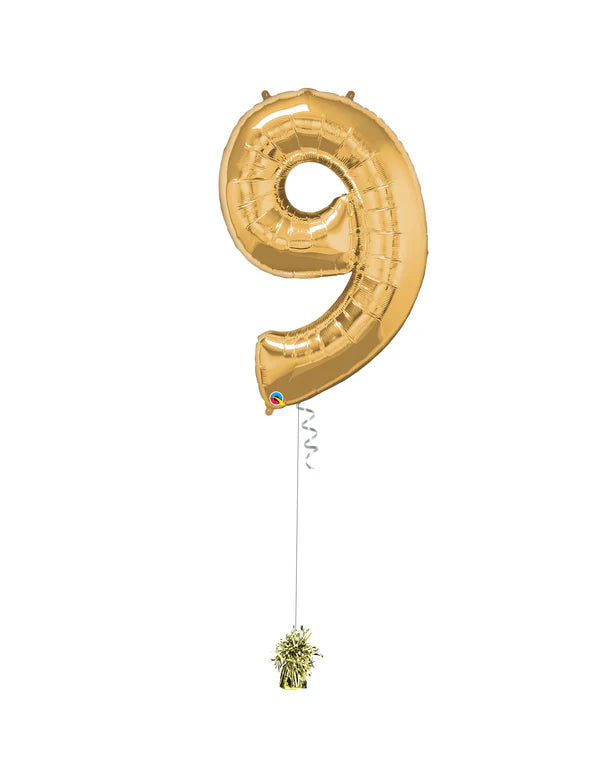 Jumbo Number 9 Foil Balloon On Weight