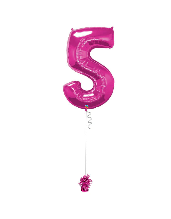 Jumbo Number 5 Foil Balloon On Weight