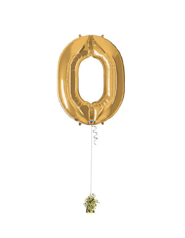 Jumbo Number 0 Foil Balloon On Weight