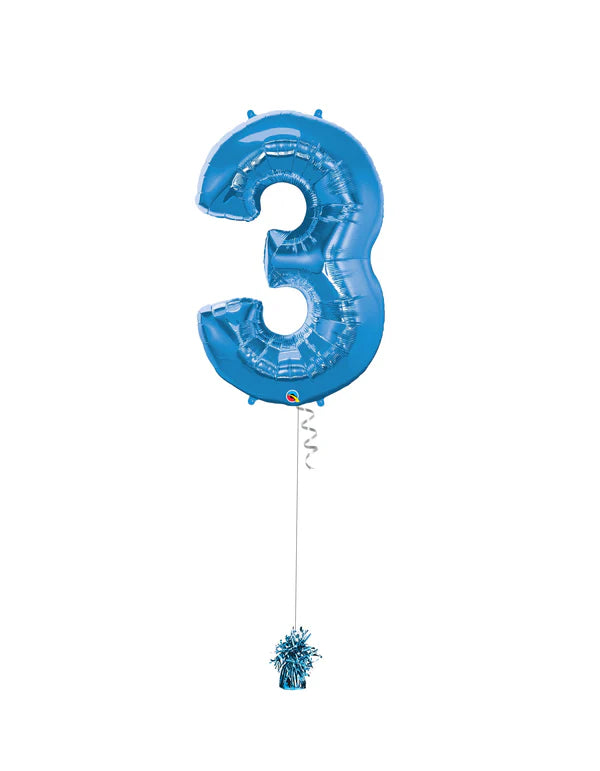 Jumbo Number 3 Foil Balloon On Weight