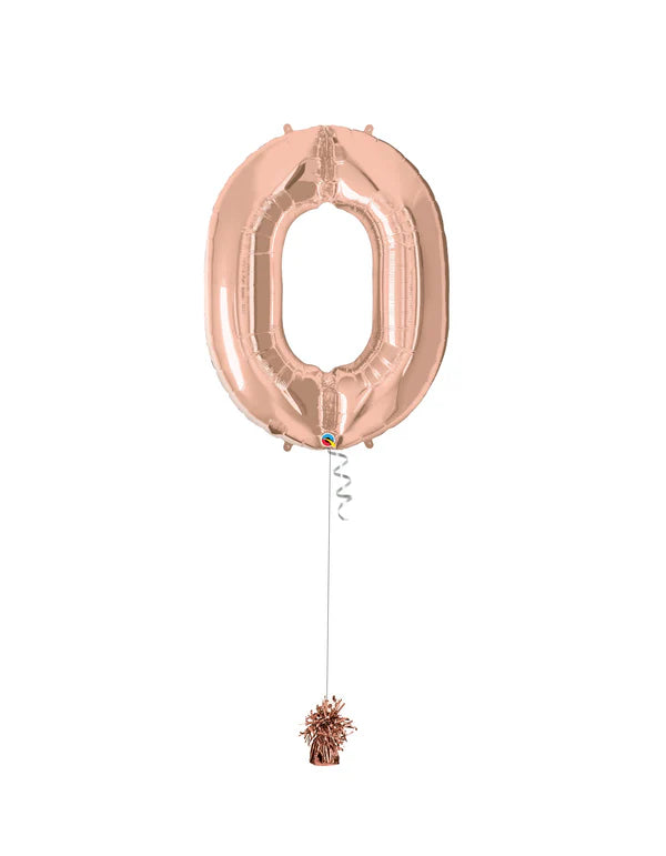 Jumbo Number 0 Foil Balloon On Weight