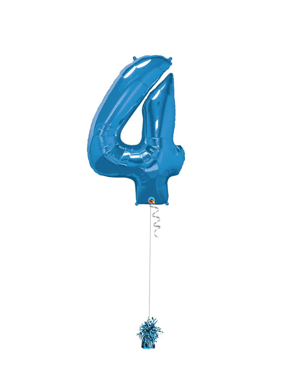 Jumbo Number 4 Foil Balloon On Weight