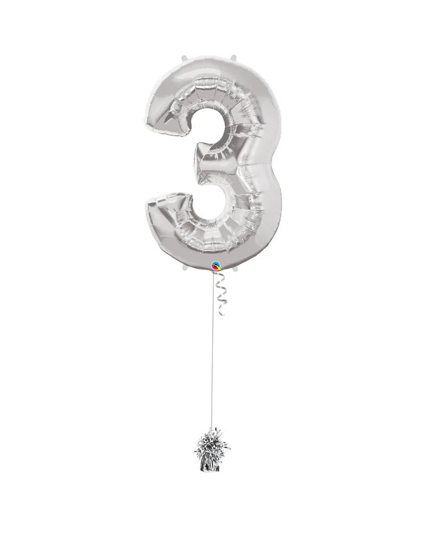 Jumbo Number 3 Foil Balloon On Weight