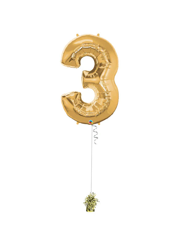 Jumbo Number 3 Foil Balloon On Weight