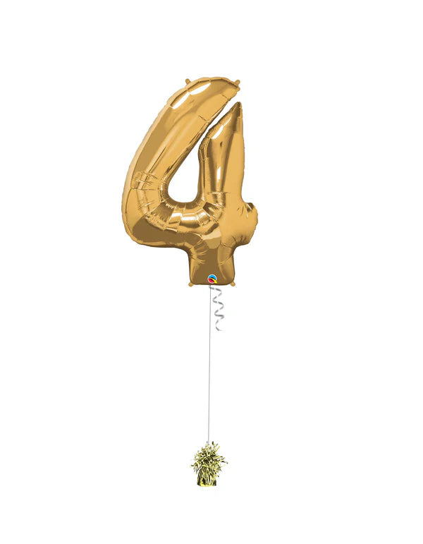 Jumbo Number 4 Foil Balloon On Weight