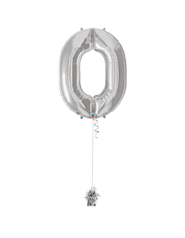 Jumbo Number 0 Foil Balloon On Weight