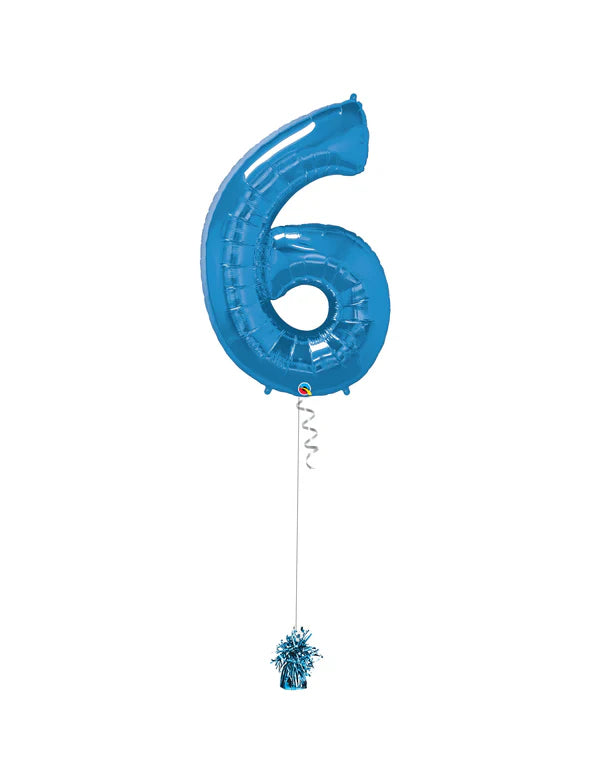 Jumbo Number 6 Foil Balloon On Weight