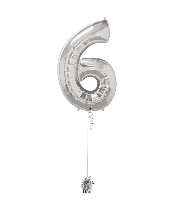 Jumbo Number 6 Foil Balloon On Weight