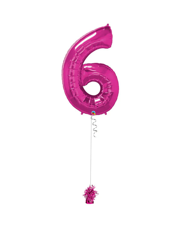 Jumbo Number 6 Foil Balloon On Weight