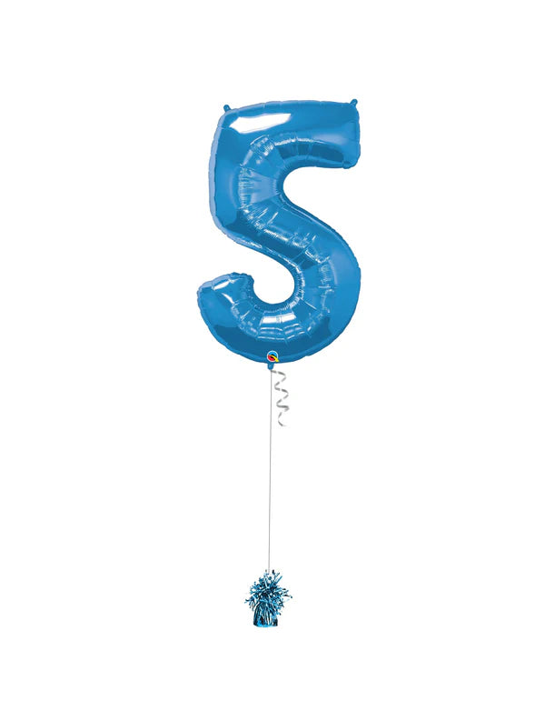 Jumbo Number 5 Foil Balloon On Weight